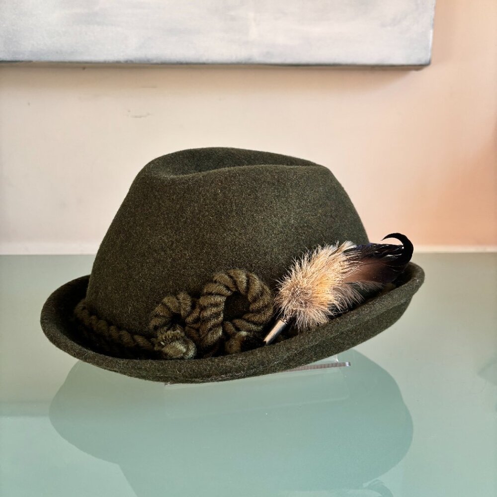 Green Wool Hat w silver pin Austrian Huthaus Mariacher - Upstate Winter